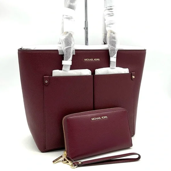 Michael Kors Jet Set Medium Pocket Tote Bag & Large Flat Mf Phone Case Wallet